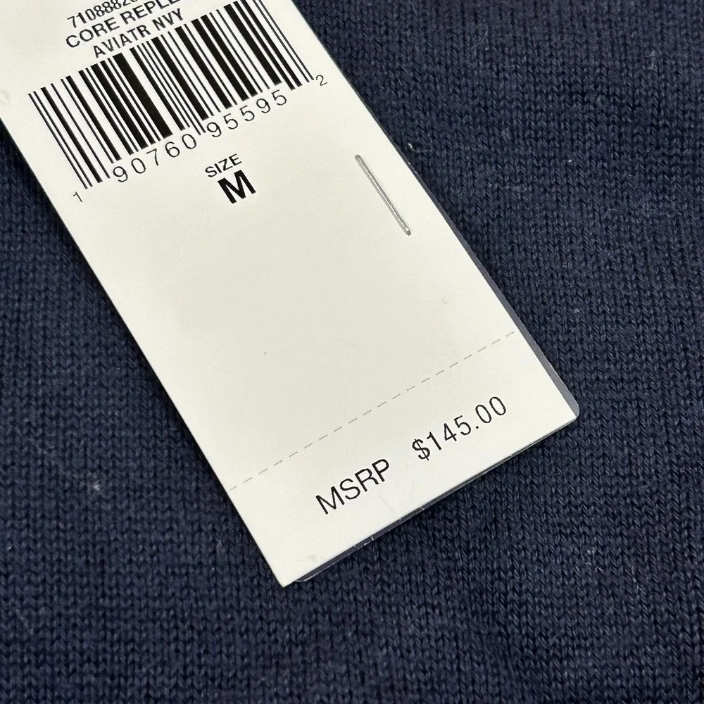 Polo Ralph Lauren Sweater Mens Medium Navy Blue Cotton Crewneck Pullover USA